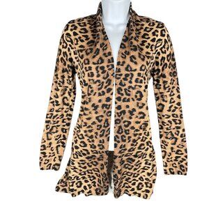 Chicos Cardigan 0/S Animal Print Office Work Leopard Cheetah Soft Open Capsule